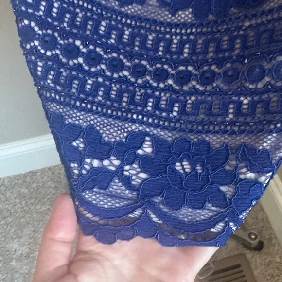 Adriana Papell Blue corded lace Dress - Picture 9 of 14